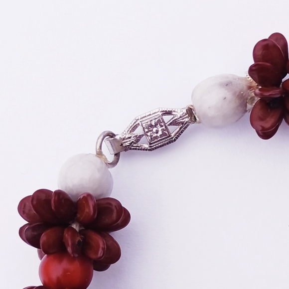 KOA SEEDS SHELLS BRACELET gray brown silvertone box clasp handmade - Picture 4 of 6